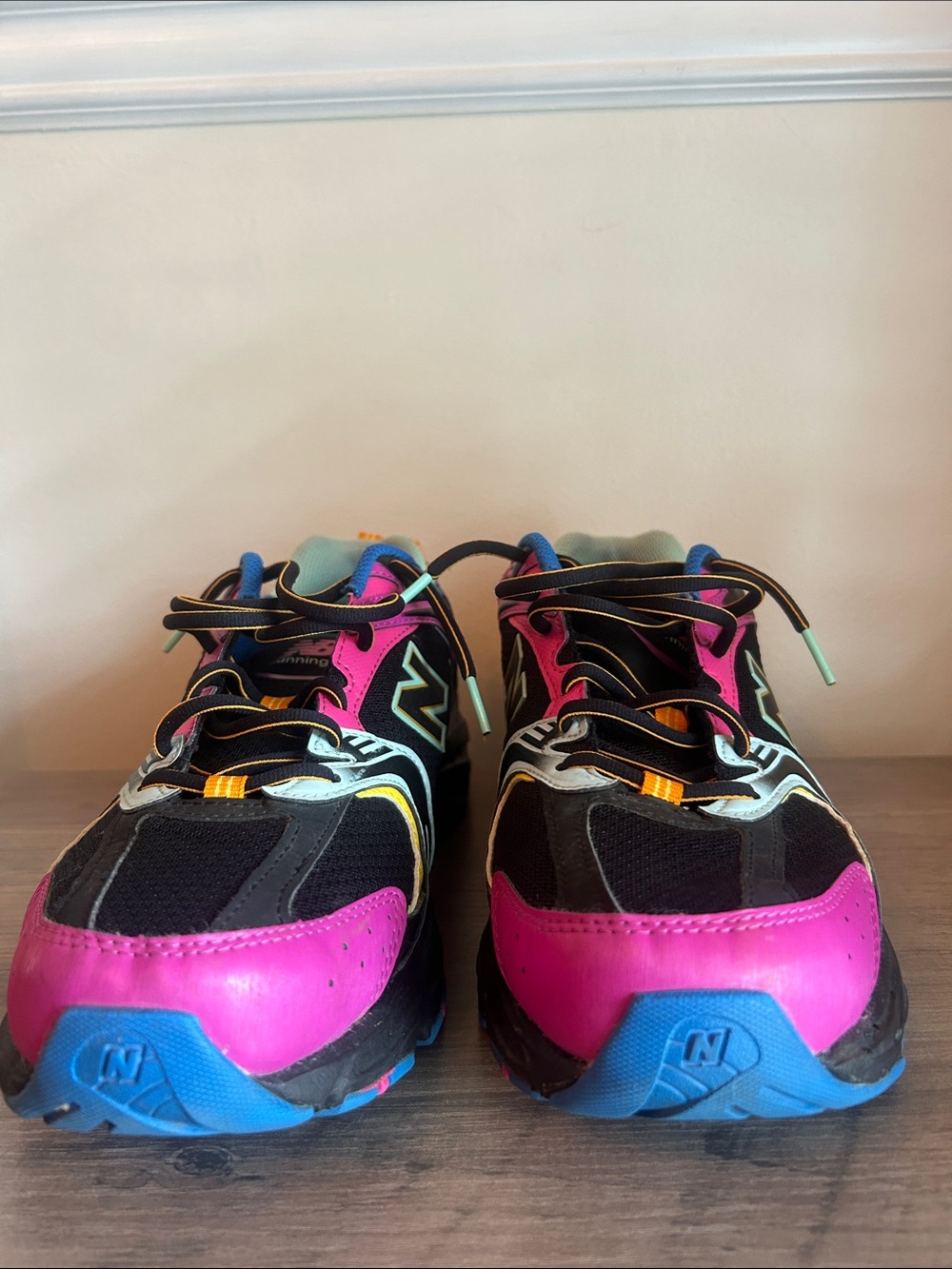 New Balance Men’s Black, Pink & Yellow Athletic Sneakers - Picture 2 of 5
